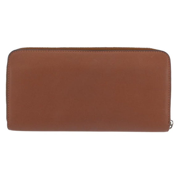 LOEWE Long Wallet Leather Brown Silver Auth LN116V