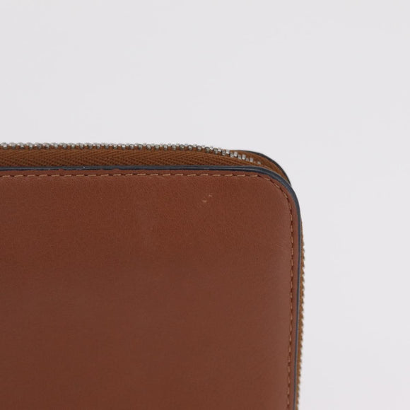 LOEWE Long Wallet Leather Brown Silver Auth LN116V