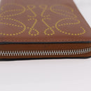 LOEWE Long Wallet Leather Brown Silver Auth LN116V-6