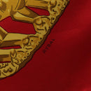 HERMES Carre 90 Scarf Silk Red Beige ""LES CAVALIERS D'OR"" Auth LN117-13