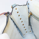 VALENTINO Studs Shoulder Bag Leather Light Blue Gold Auth LN123-28