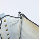 VALENTINO Studs Shoulder Bag Leather Light Blue Gold Auth LN123-10