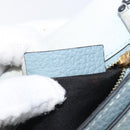 VALENTINO Studs Shoulder Bag Leather Light Blue Gold Auth LN123-12