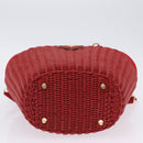 PRADA Wicker Hand Bag Rattan 2way Red Gold Auth LN124SAM-11