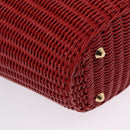 PRADA Wicker Hand Bag Rattan 2way Red Gold Auth LN124SAM-12