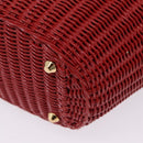 PRADA Wicker Hand Bag Rattan 2way Red Gold Auth LN124SAM-13