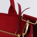 PRADA Wicker Hand Bag Rattan 2way Red Gold Auth LN124SAM-20