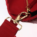 PRADA Wicker Hand Bag Rattan 2way Red Gold Auth LN124SAM-21