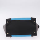 CELINE Luggage Mini Shopper Hand Bag Leather Turquoise Blue Auth LN125SAM-11