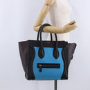 CELINE Luggage Mini Shopper Hand Bag Leather Turquoise Blue Auth LN125SAM-25