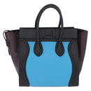 CELINE Luggage Mini Shopper Hand Bag Leather Turquoise Blue Auth LN125SAM-3