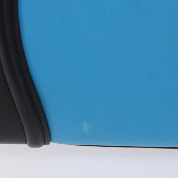 CELINE Luggage Mini Shopper Hand Bag Leather Turquoise Blue Auth LN125SAM