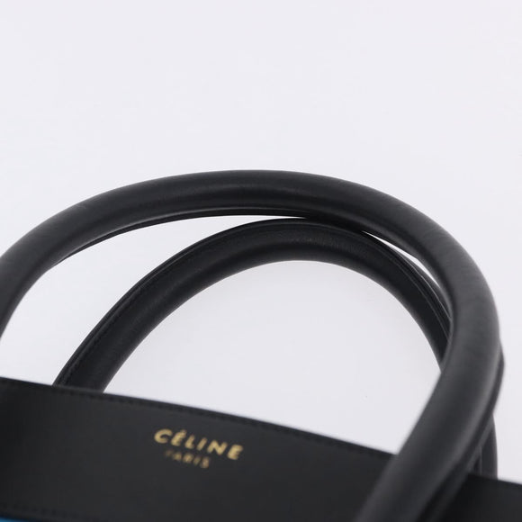CELINE Luggage Mini Shopper Hand Bag Leather Turquoise Blue Auth LN125SAM