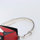 LOEWE Puzzle Bag Medium Hand Bag Leather 2way Red Silver Auth LN127M-15