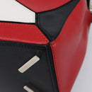 LOEWE Puzzle Bag Medium Hand Bag Leather 2way Red Silver Auth LN127M-16