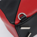 LOEWE Puzzle Bag Medium Hand Bag Leather 2way Red Silver Auth LN127M-19
