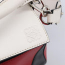 LOEWE Puzzle Bag Medium Hand Bag Leather 2way Red Silver Auth LN127M-20