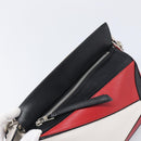 LOEWE Puzzle Bag Medium Hand Bag Leather 2way Red Silver Auth LN127M-21