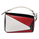 LOEWE Puzzle Bag Medium Hand Bag Leather 2way Red Silver Auth LN127M-13