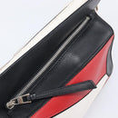LOEWE Puzzle Bag Medium Hand Bag Leather 2way Red Silver Auth LN127M-22