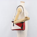 LOEWE Puzzle Bag Medium Hand Bag Leather 2way Red Silver Auth LN127M-29