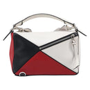 LOEWE Puzzle Bag Medium Hand Bag Leather 2way Red Silver Auth LN127M-2