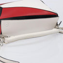 LOEWE Puzzle Bag Medium Hand Bag Leather 2way Red Silver Auth LN127M-7