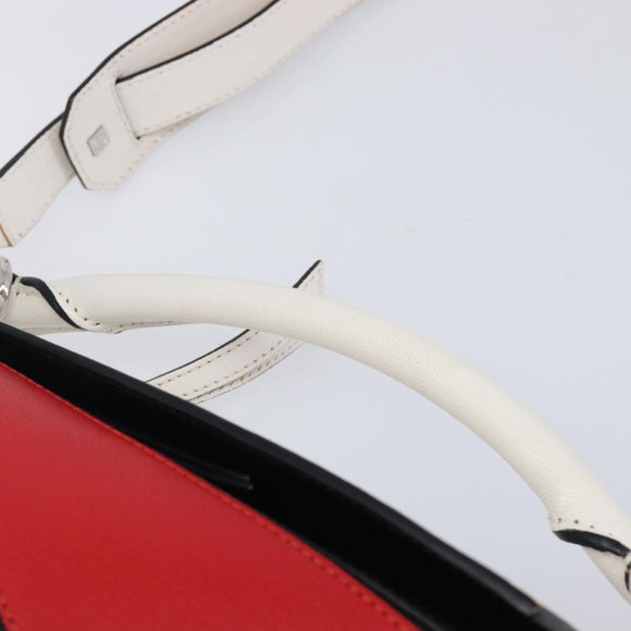 LOEWE Puzzle Bag Medium Hand Bag Leather 2way Red Silver Auth LN127M