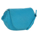 BOTTEGA VENETA INTRECCIATO Shoulder Bag Leather Turquoise Blue Auth LN128V-1