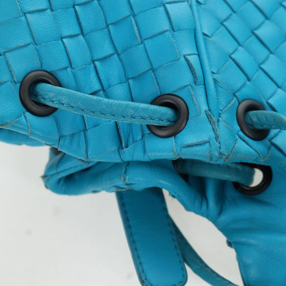 BOTTEGA VENETA INTRECCIATO Shoulder Bag Leather Turquoise Blue Auth LN128V