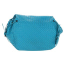 BOTTEGA VENETA INTRECCIATO Shoulder Bag Leather Turquoise Blue Auth LN128V-2