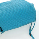 BOTTEGA VENETA INTRECCIATO Shoulder Bag Leather Turquoise Blue Auth LN128V-14