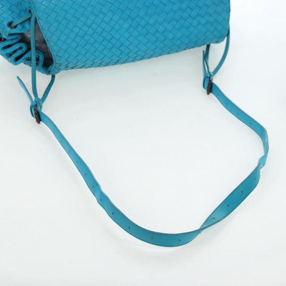 BOTTEGA VENETA INTRECCIATO Shoulder Bag Leather Turquoise Blue Auth LN128V