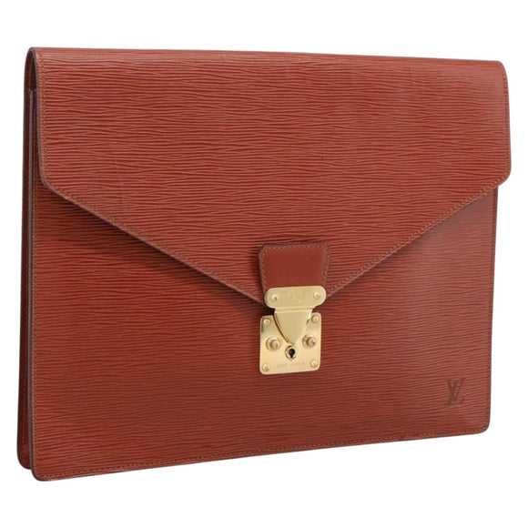 LOUIS VUITTON Epi Porte Documents Senatur Briefcase Brown M54453 LV Auth LN129