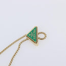 PRADA Chain Shoulder Pouch Safiano Leather Green Gold Auth LN130V-10