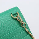 PRADA Chain Shoulder Pouch Safiano Leather Green Gold Auth LN130V-16