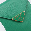PRADA Chain Shoulder Pouch Safiano Leather Green Gold Auth LN130V-17