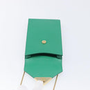 PRADA Chain Shoulder Pouch Safiano Leather Green Gold Auth LN130V-18