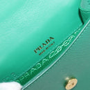 PRADA Chain Shoulder Pouch Safiano Leather Green Gold Auth LN130V-19