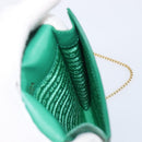 PRADA Chain Shoulder Pouch Safiano Leather Green Gold Auth LN130V-21