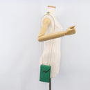 PRADA Chain Shoulder Pouch Safiano Leather Green Gold Auth LN130V-24