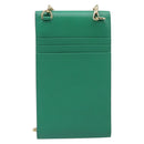 PRADA Chain Shoulder Pouch Safiano Leather Green Gold Auth LN130V-3