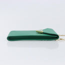 PRADA Chain Shoulder Pouch Safiano Leather Green Gold Auth LN130V-4