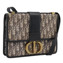 Christian Dior Trotter Canvas Oblique 30 Montaigne Bag Navy Gold Auth LN131A-1