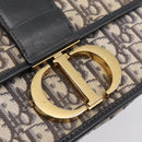 Christian Dior Trotter Canvas Oblique 30 Montaigne Bag Navy Gold Auth LN131A-15