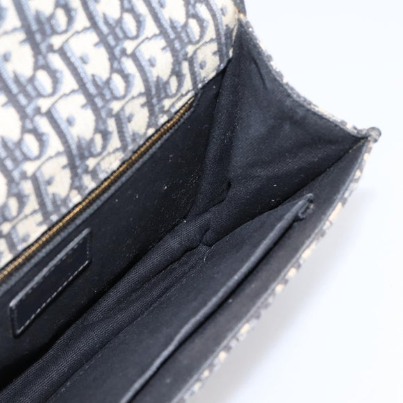 Christian Dior Trotter Canvas Oblique 30 Montaigne Bag Navy Gold Auth LN131A