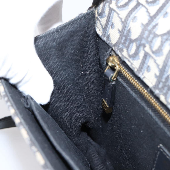 Christian Dior Trotter Canvas Oblique 30 Montaigne Bag Navy Gold Auth LN131A