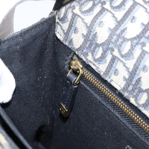 Christian Dior Trotter Canvas Oblique 30 Montaigne Bag Navy Gold Auth LN131A