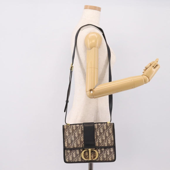 Christian Dior Trotter Canvas Oblique 30 Montaigne Bag Navy Gold Auth LN131A