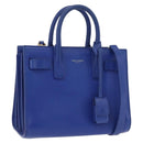 SAINT LAURENT Sac De Joule Nano Hand Bag Leather 2way Blue Gold Auth LN132V-1